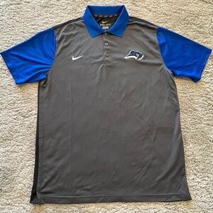 Nike Dri-Fit Men's Gray and Blue Polo Shirt with Blue Raider logo